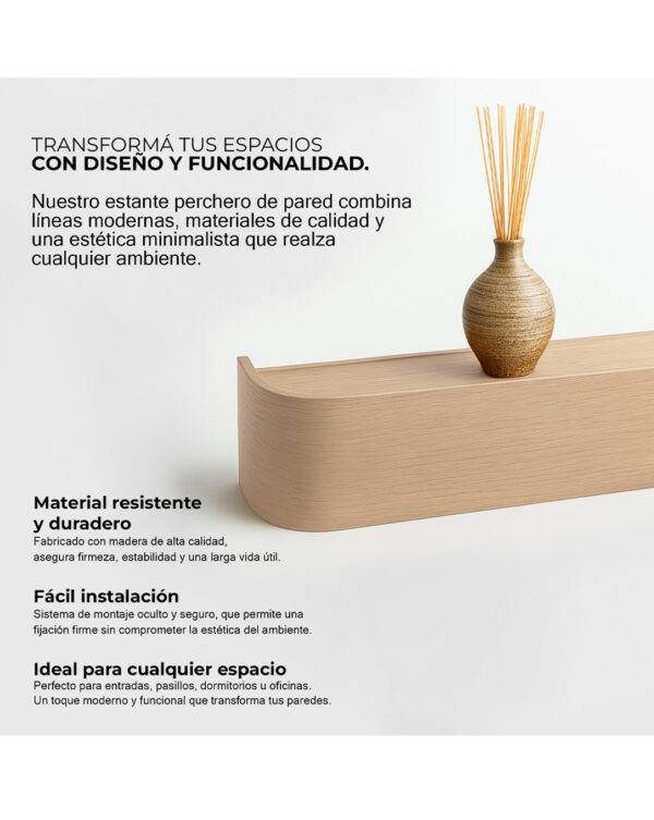 juhjhjuy Perchero de pared con estante