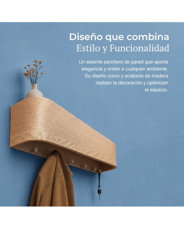 lkjhg Perchero de pared con estante
