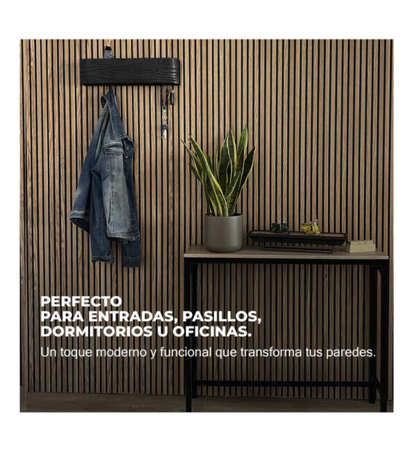 Perchero de pared con estante negro