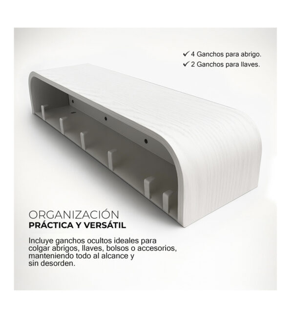 lkoi,kjiukjmh Perchero de pared con estante blanco