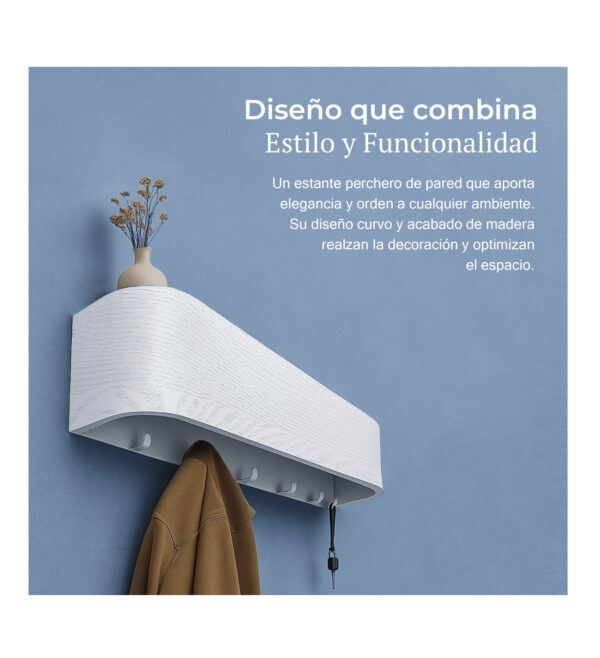 mnjhnbhjy Perchero de pared con estante blanco